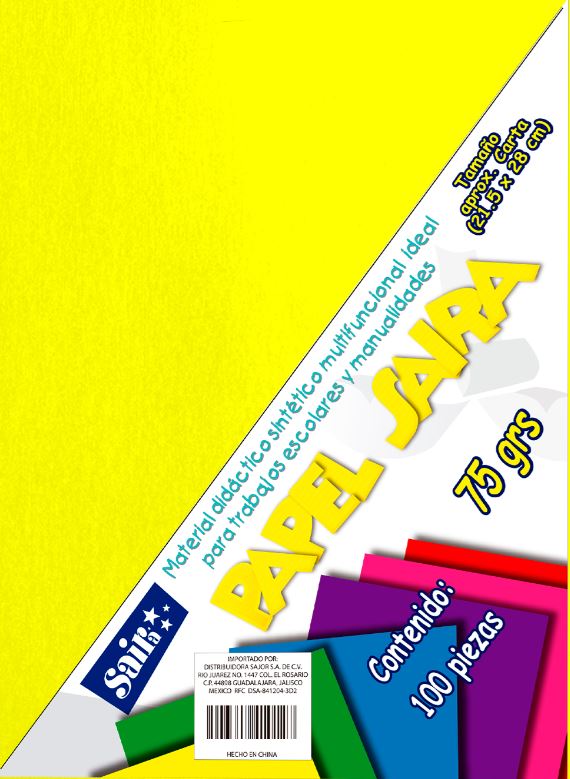 Saira Paquete de Hoja Color Amarillo Fluorescente